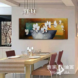 手绘油画 简约室内挂画餐厅单幅横挂无框画现代装饰画 抽象蝴蝶兰