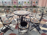 欧式庭院桌椅组合铁艺桌椅马赛克桌椅户外阳台休闲桌椅三件套装