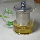 耐热玻璃茶壶不锈钢内胆过滤功夫茶具透明带盖红茶普洱龙形把手壶