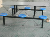 直销食堂连体快餐桌椅 长方形餐桌 中式6人位钢木饭桌组合 简约椅