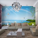 定制大型无缝风景壁画墙纸 电视背景墙 沙发卧室壁纸 欧式油画