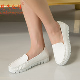 现代红缘新款纯白护士鞋平跟软底舒适小白鞋孕妇单鞋女大码工作鞋