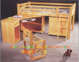 广州全原纯实木松木家具订做定制多功能组合儿童衣柜床带抽屉书桌