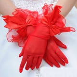 新娘结婚配饰手套红色白色短款网纱手套 新娘结婚纱礼服时尚手套