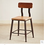 美式乡村老榆木铁艺餐椅LOFT工业风格休闲椅酒吧椅咖啡椅休闲椅