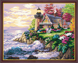 【佳彩天颜】diy数字油画 客厅风景大幅结婚手绘装饰画 海边别墅