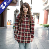 富木 正品专柜 女式衬衫中长款法兰绒 全棉 加厚格子女 2010-0225