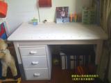 欧式儿童成套家具白色松木无油漆学习桌可调式书桌绘图桌电脑桌