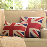 美式沙发汽车床头布艺棉麻靠垫套抱枕套方枕腰枕套 英国国旗H