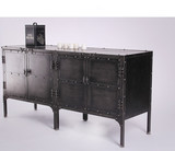 美式LOFT风格铁艺餐具柜书柜铆钉复古工业风铁柜斗柜资料柜储物柜
