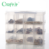 Craftit 三层可拆透明塑料小格子首饰收纳盒 项链饰品多格盒子