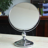 镜子台式化妆镜大号双面美容镜欧式金属镜简约公主镜8英寸台面镜