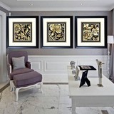 经典图案美式欧式装饰画新古典后现代黑白风格有框画客厅沙发挂画