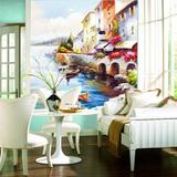 地中海油画大型壁画 简约现代客厅电视背景墙纸壁纸 温馨卧室浪漫