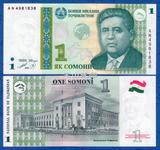 全新UNC 亚洲 塔吉克斯坦1999年1索姆 全新外国纸币