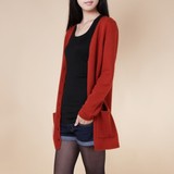 新款女 韩版V领羊绒衫外套 长袖 外搭开衫中长款羊毛衫毛衣针织衫