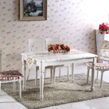 韩式田园餐桌  白色哑光烤漆实木餐桌椅组合套装 时尚简约特价05