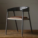 美式乡村复古餐椅铁艺沙发椅子時尚休闲奶茶咖啡店椅创意软垫凳子