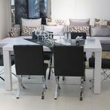 实木餐桌椅 现代简约 米/白色钢琴烤漆 会议桌子 长形餐台特价