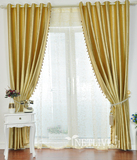 金色大气加厚全遮光布客厅阳台卧室成品窗帘环保压花隔热环保米