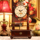 特价 手绘玫瑰花仿古座钟 古典实木座钟 客厅复古钟表金属钟C033F