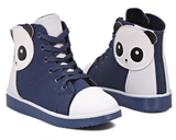 2014年春季 韩版潮新款板鞋高帮单鞋 熊猫可爱图案帆布鞋平底女鞋