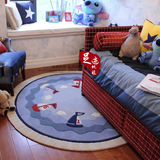 地中海儿童房地毯卡通圆形地毯卧室床边电脑椅地垫幼儿园地毯定制