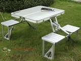 加厚铝合金实木户外连体折叠桌椅户外便携宣传桌招聘活动野餐桌