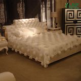 新古典后现代1.8米床 欧式实木双人床 金银箔橡木高箱床 特价婚床