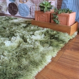 日式客厅茶几大块地毯 卧室渐变扎染可机洗超厚绿色日本外贸地毯