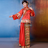 复古中式古装秀禾服新款红色新娘结婚女装长款套装敬酒晚礼服大码