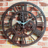欧式仿古齿轮挂钟 齿轮钟 墙面壁钟 复古做旧 时尚创意大气客厅钟