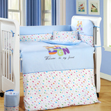 笑巴喜婴儿床品套件 动物乐园 全棉加厚八件套 床围可拆洗包邮