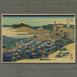 富士山36景 浮世绘 怀旧复古牛皮纸海报 酒吧咖啡店装饰贴挂画芯