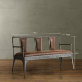 美式复古铁艺靠背客厅创意LOFT皮艺沙发椅扶手椅咖啡长椅双人椅