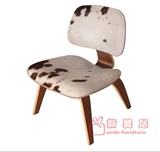 斯美外贸家具 Vitra Eames全木凳 弯木餐椅 时尚餐椅 奶牛皮 餐厅
