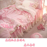 (美薇公主) 韩式公主床上四件套 床套 床罩 床裙 斜纹纯棉四件套