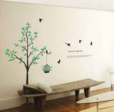 第三代墙贴 客厅电视沙发背景墙贴画 立体贴纸 树鸟笼墙贴 贴图画