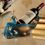 欧式美女红酒架水果盘钥匙盘家居饰品 创意礼品树脂工艺品摆件