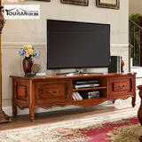 美式乡村电视柜整装客厅柜实木雕花地柜简约现代欧式储物柜1.8米