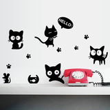 可爱卡通猫墙贴 卧室客厅餐厅柜子冰箱装饰贴纸 可移除创意贴画