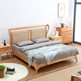 全实木床1.8米橡木床双人床宜家床日式床婚床北欧简约大床