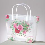 新款特大号牡丹花图案T型塑料袋子透明包装袋食品化妆品手提袋