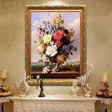 手绘油画欧式古典花卉装饰画客厅玄关餐厅卧室书房竖版美式挂画