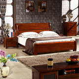实木床  胡桃木双人床  简约高箱储物床1.8米床纯实木卧室家具