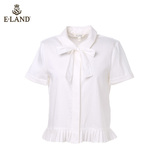 ELAND衣恋16年夏季新品风琴褶系带短袖衬衫EEBW66401T专柜正品