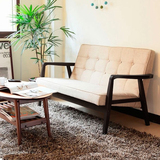 日式休闲组装布艺沙发椅 宜家单人双人三人实木沙发 咖啡厅椅包邮