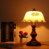 美式台灯LED复古实木创意卧室床头灯美式乡村老上海装饰台灯9346