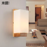 现代简约卧室床头壁灯创意北欧宜家客厅壁灯LED中式实木工艺灯