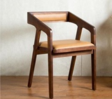 欧式木头椅子带扶手新中式餐椅 简约靠背椅实木椅子 软包实木餐椅